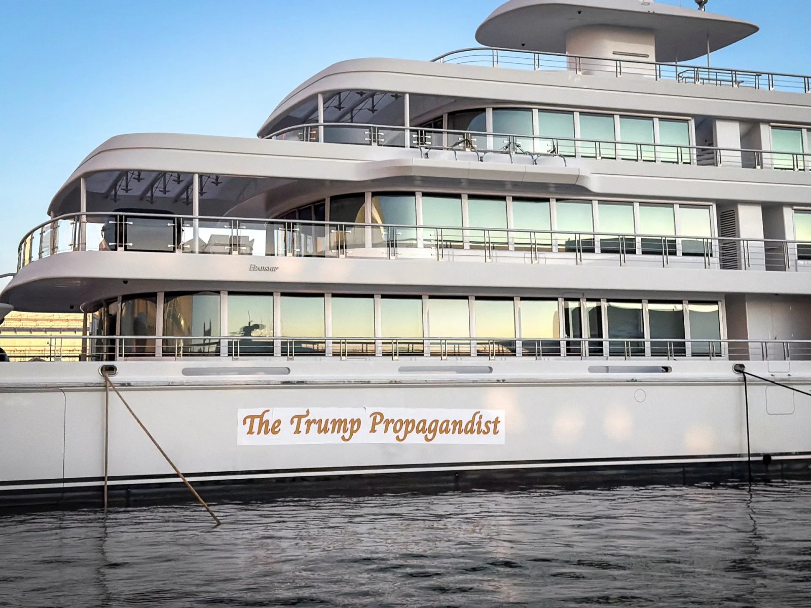 Activists label Larry Ellison’s yacht ‘The Trump Propagandist’ | Donald Trump