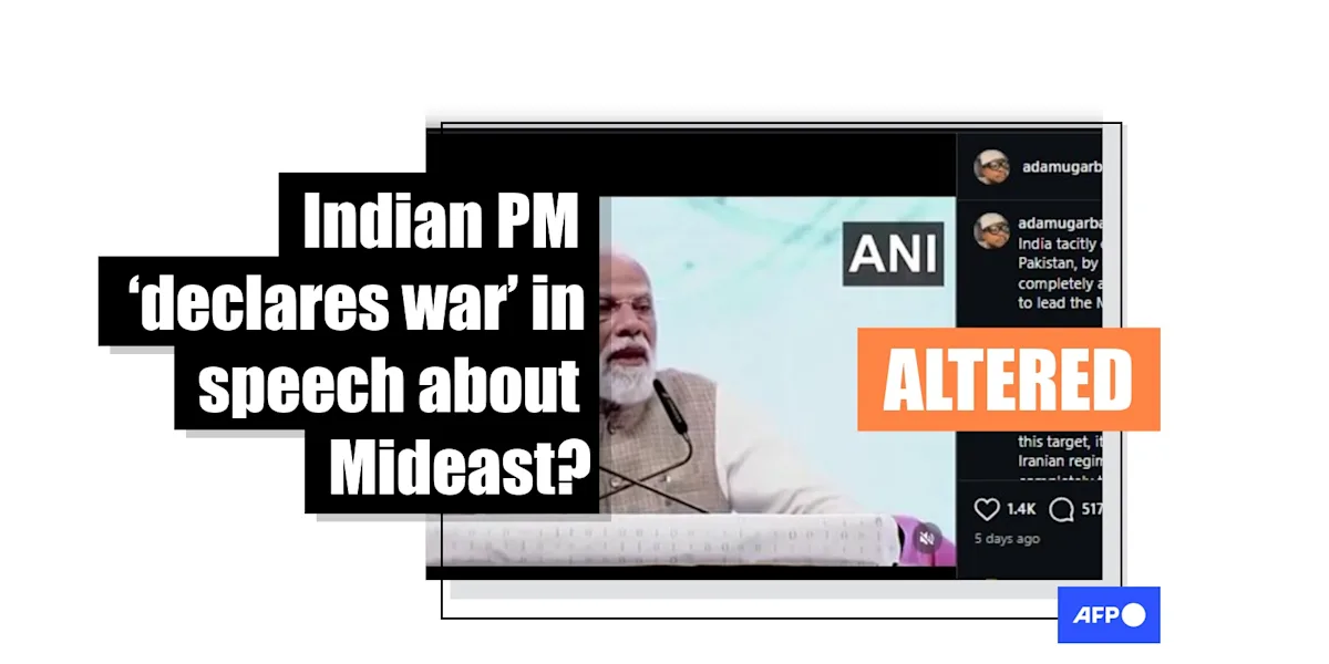 Doctored NXT Summit footage falsely portrays Modi as declaring war on Iran and Pakistan