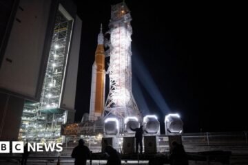 Nasa’s Moon rocket Artemis rolls back to pad for possible April launch
