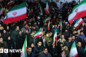 Iranians gather in Tehran following ceasefire announcement