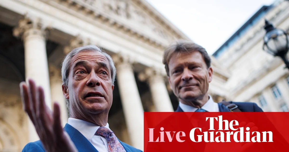 Nigel Farage defends Richard Tice over allegations his firm broke law by failing to pay tax – UK politics live | Politics