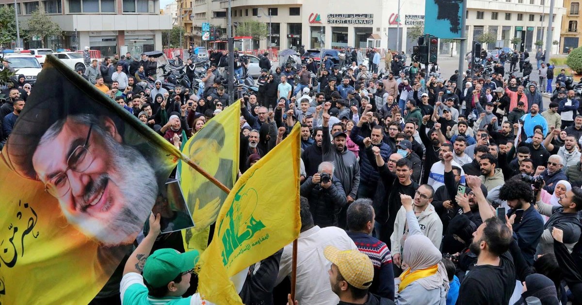 Hezbollah supporters protest against Lebanese negotiations with negotiations