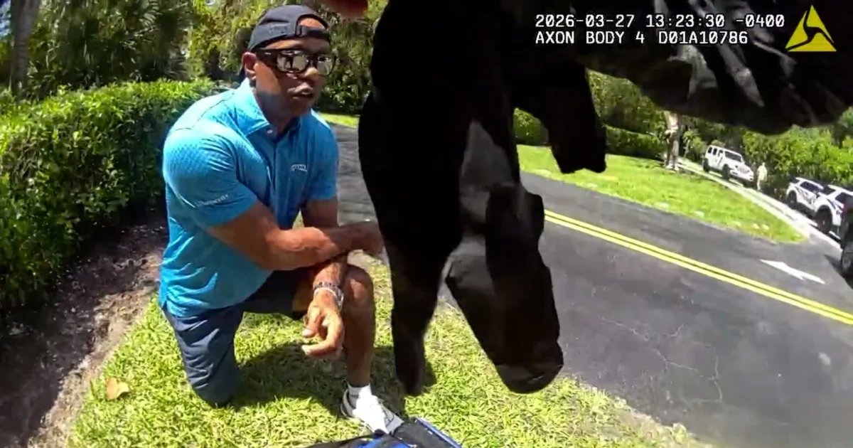 Bodycam footage shows the moments after Tiger Woods crash