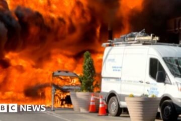 Moment car explodes into massive fireball in NYC