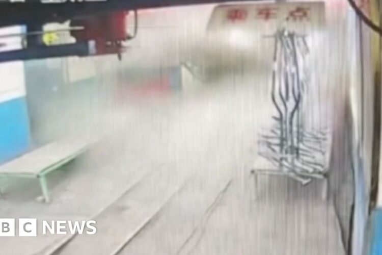 Moment of gas explosion at China coal mine
