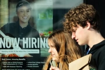 U.S. job openings were unchanged at 6.9 million in March but hiring improved